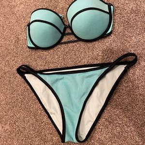 Victoria’s Secret teal/black bikini EEUC